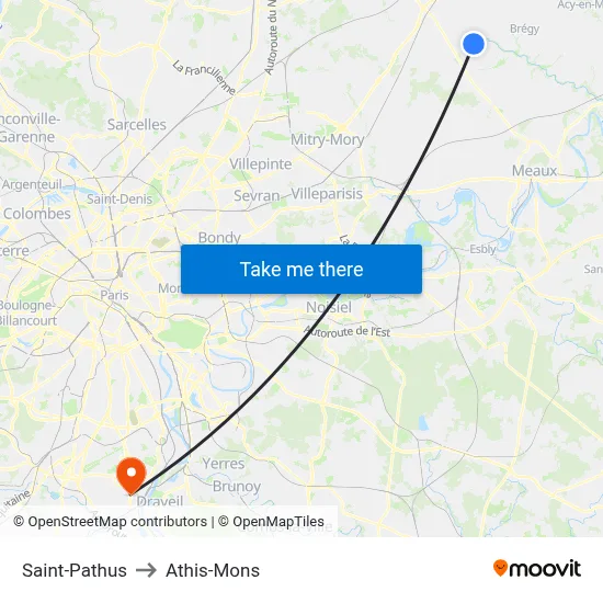 Saint-Pathus to Athis-Mons map