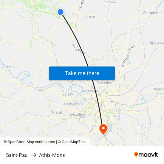 Saint-Paul to Athis-Mons map