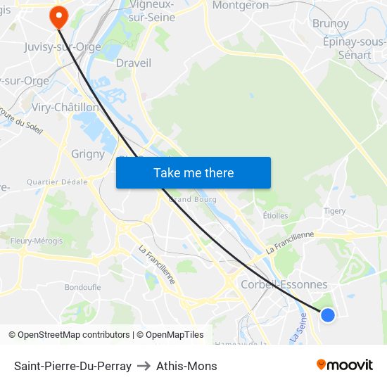 Saint-Pierre-Du-Perray to Athis-Mons map