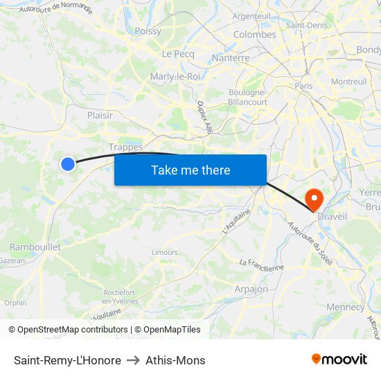 Saint-Remy-L'Honore to Athis-Mons map