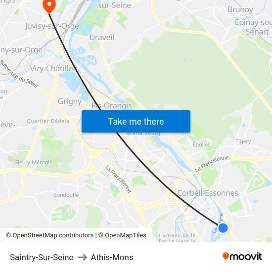 Saintry-Sur-Seine to Athis-Mons map