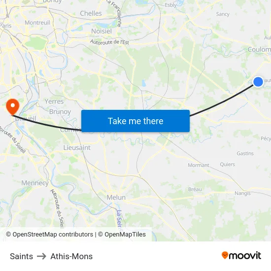 Saints to Athis-Mons map
