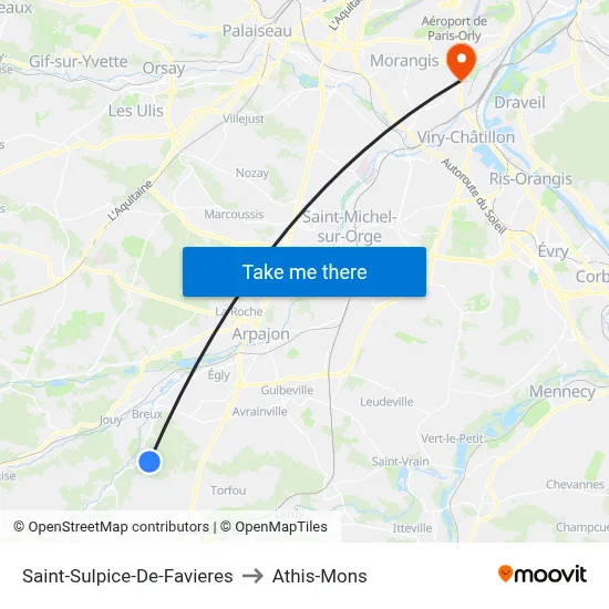 Saint-Sulpice-De-Favieres to Athis-Mons map
