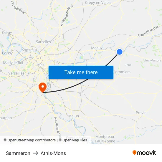 Sammeron to Athis-Mons map