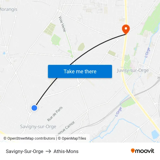 Savigny-Sur-Orge to Athis-Mons map