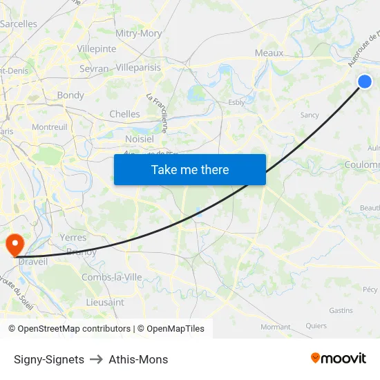 Signy-Signets to Athis-Mons map