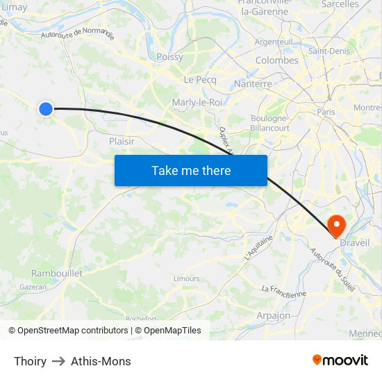 Thoiry to Athis-Mons map