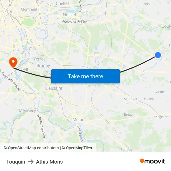 Touquin to Athis-Mons map