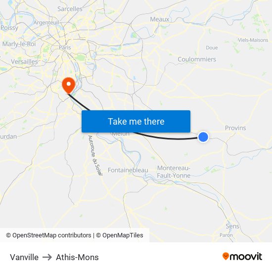 Vanville to Athis-Mons map