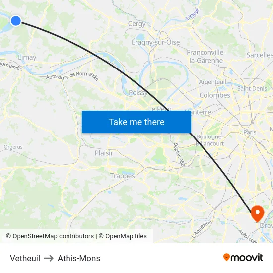 Vetheuil to Athis-Mons map