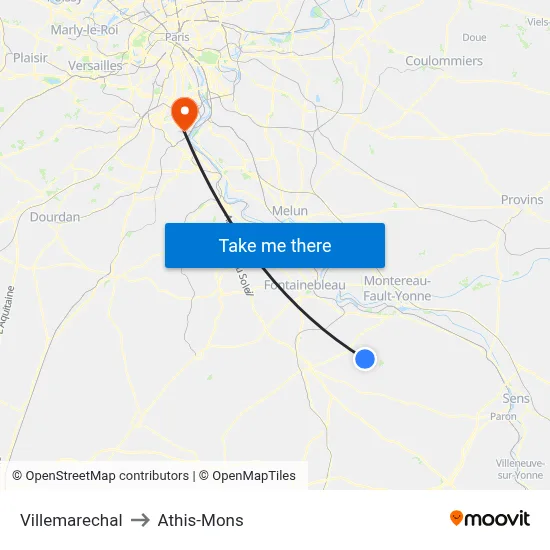 Villemarechal to Athis-Mons map