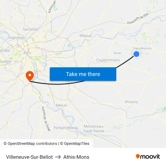 Villeneuve-Sur-Bellot to Athis-Mons map