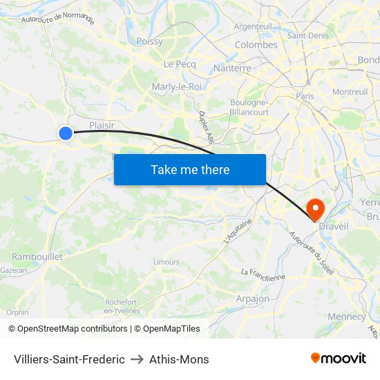 Villiers-Saint-Frederic to Athis-Mons map