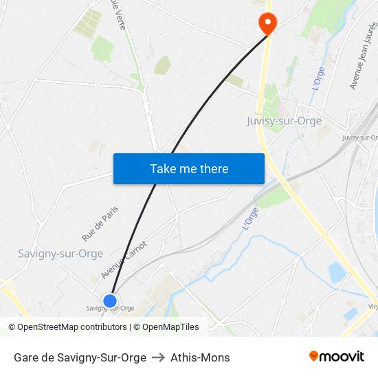 Gare de Savigny-Sur-Orge to Athis-Mons map