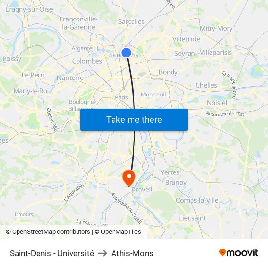 Saint-Denis - Université to Athis-Mons map
