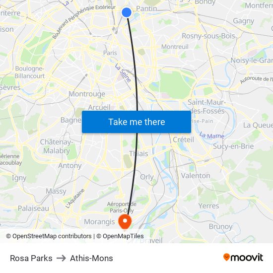 Rosa Parks to Athis-Mons map