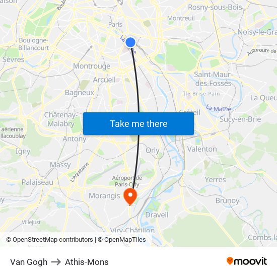 Van Gogh to Athis-Mons map
