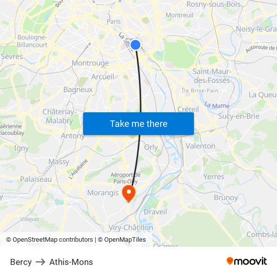 Bercy to Athis-Mons map