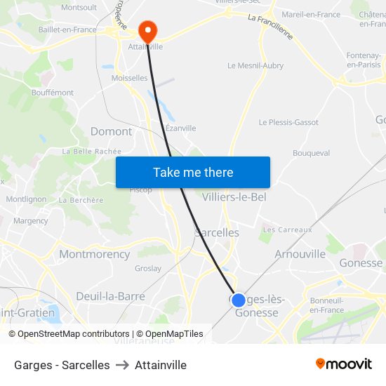 Garges - Sarcelles to Attainville map