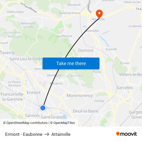 Ermont - Eaubonne to Attainville map