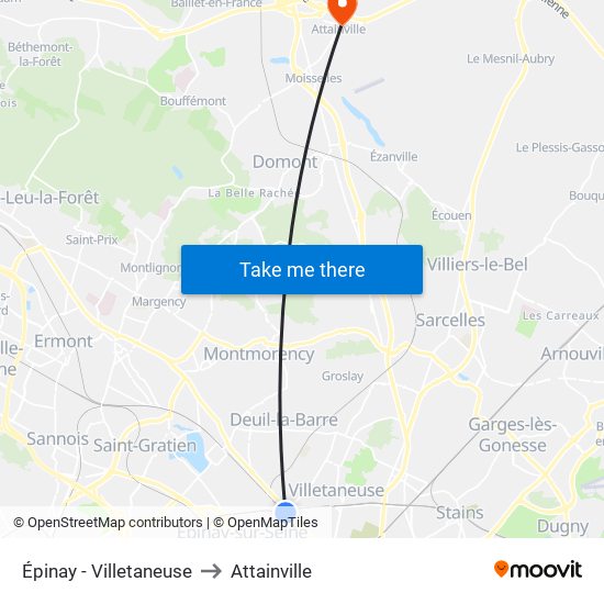Épinay - Villetaneuse to Attainville map