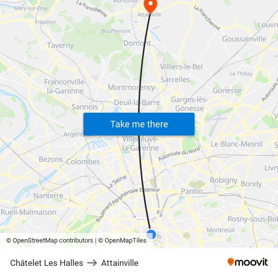 Châtelet Les Halles to Attainville map