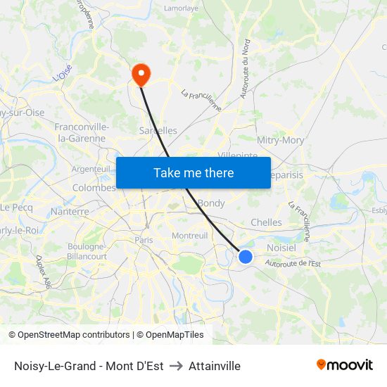 Noisy-Le-Grand - Mont D'Est to Attainville map