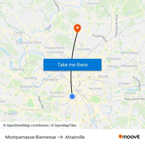 Montparnasse-Bienvenue to Attainville map