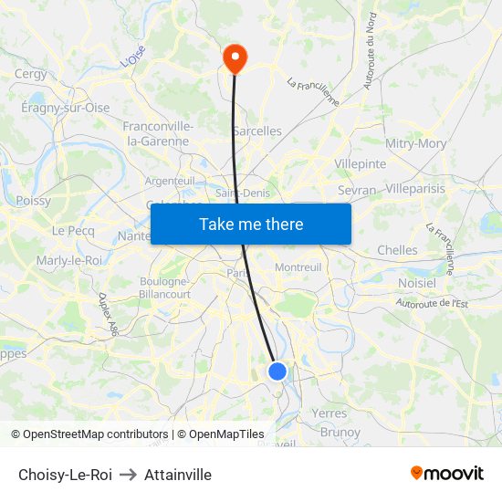 Choisy-Le-Roi to Attainville map