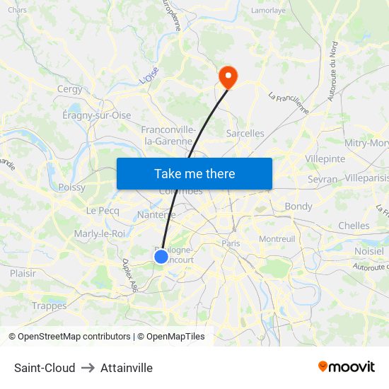 Saint-Cloud to Attainville map