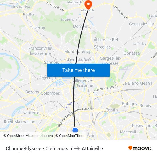 Champs-Élysées - Clemenceau to Attainville map