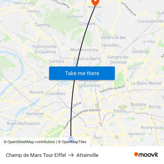 Champ de Mars Tour Eiffel to Attainville map