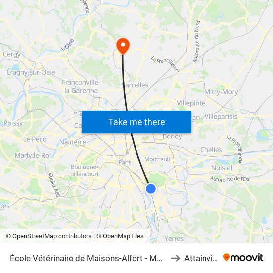 École Vétérinaire de Maisons-Alfort - Métro to Attainville map