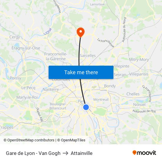 Gare de Lyon - Van Gogh to Attainville map