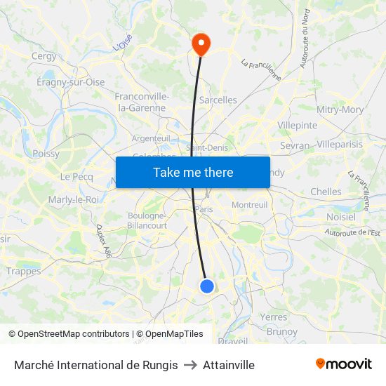 Marché International de Rungis to Attainville map