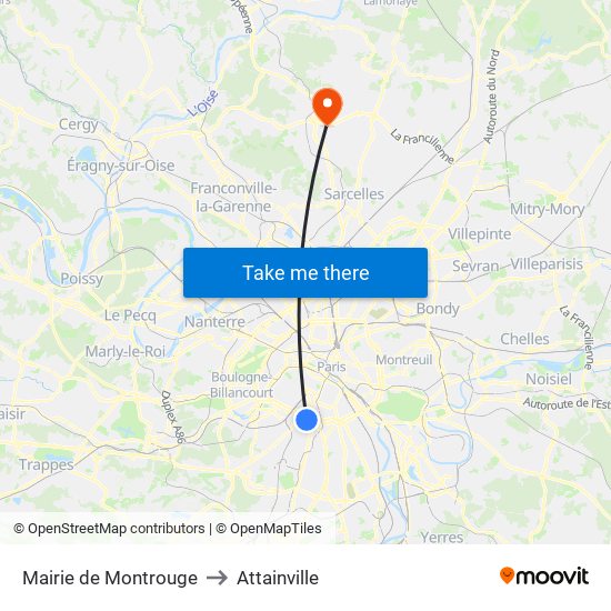 Mairie de Montrouge to Attainville map
