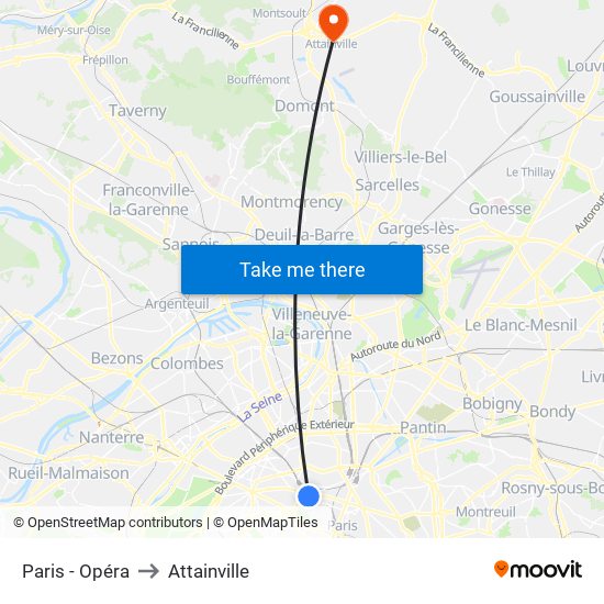 Paris - Opéra to Attainville map