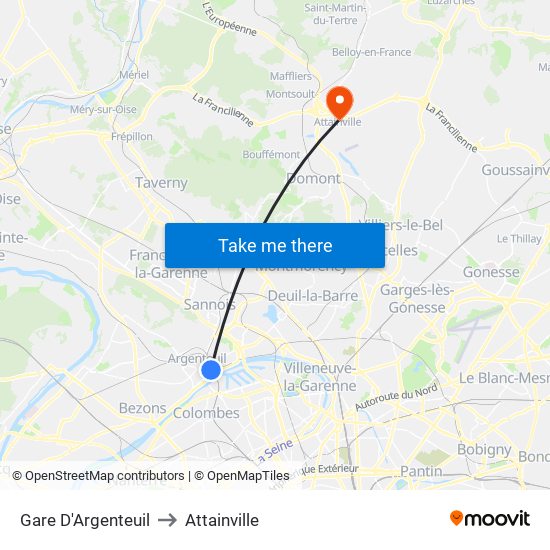 Gare D'Argenteuil to Attainville map
