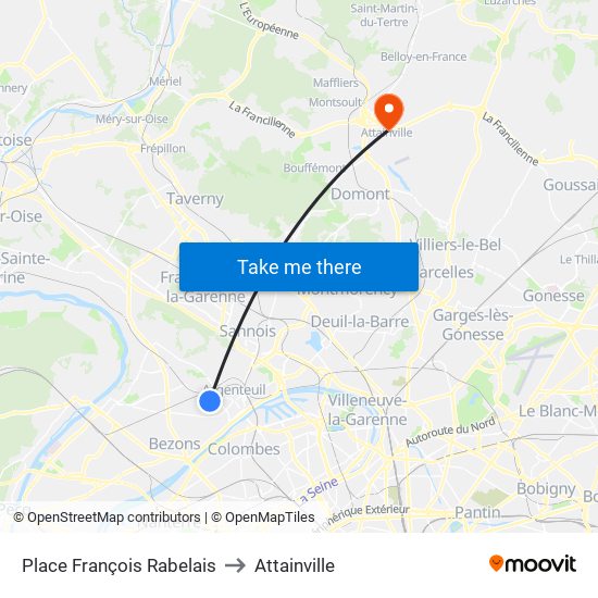 Place François Rabelais to Attainville map