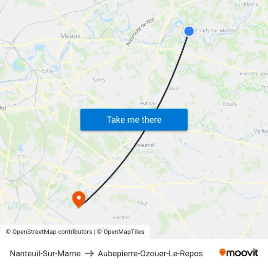Nanteuil-Sur-Marne to Aubepierre-Ozouer-Le-Repos map