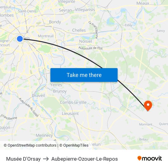 Musée D'Orsay to Aubepierre-Ozouer-Le-Repos map