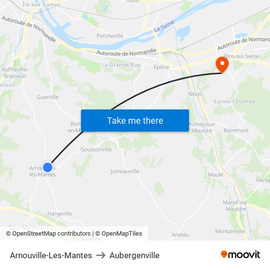 Arnouville-Les-Mantes to Aubergenville map