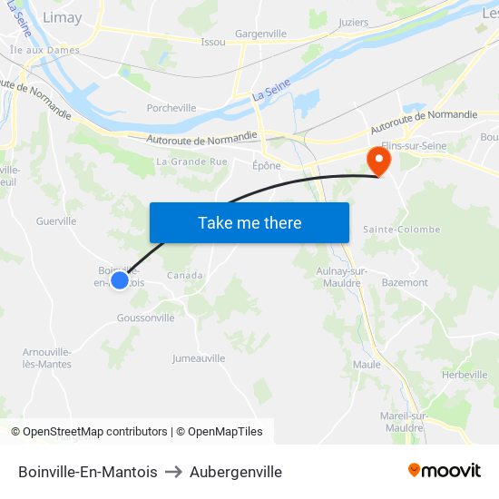 Boinville-En-Mantois to Aubergenville map