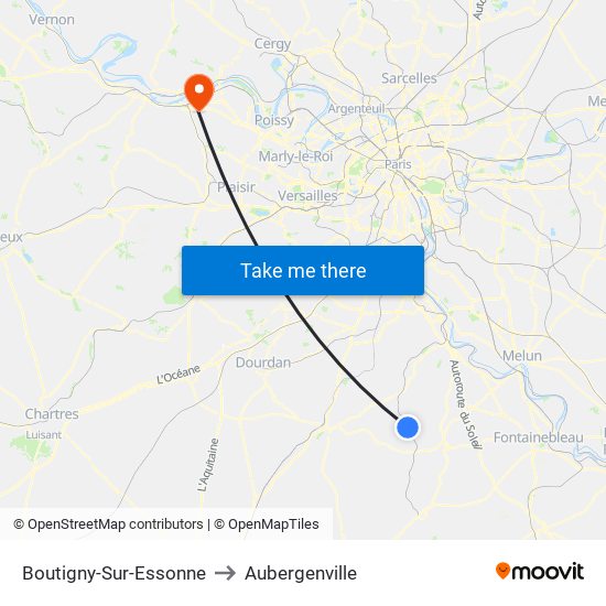 Boutigny-Sur-Essonne to Aubergenville map