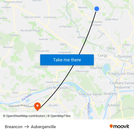 Breancon to Aubergenville map