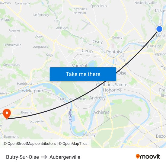 Butry-Sur-Oise to Aubergenville map