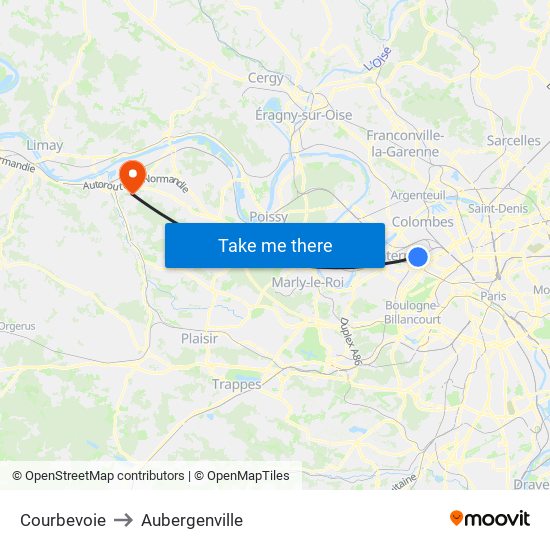 Courbevoie to Aubergenville map