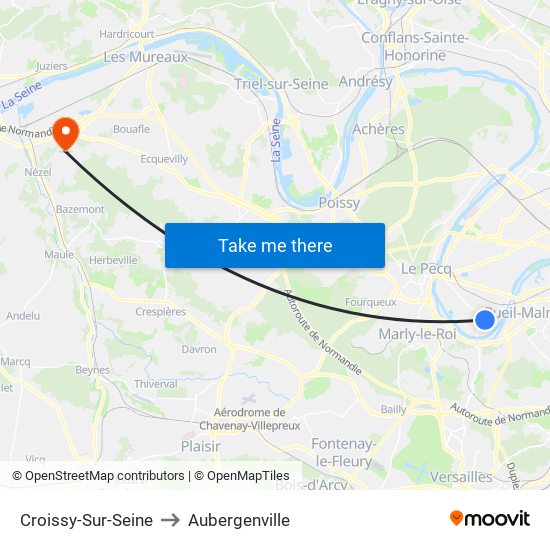 Croissy-Sur-Seine to Aubergenville map