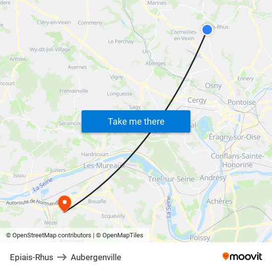 Epiais-Rhus to Aubergenville map