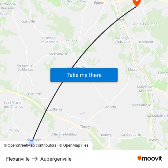 Flexanville to Aubergenville map
